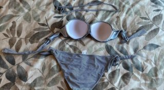 Bikini rayas bordado flamencos y cactus talla L
