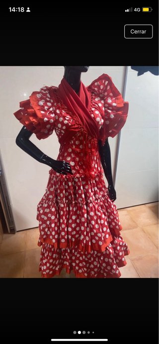 Traje Flamenca Mujer Rojo Lunares TALLA S
