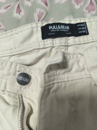 Pantalón cargo ancho beige hombre