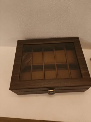 Scatola porta orologi in legno con coperchio trasp
