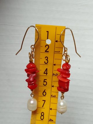 Pendientes Coral y Perlas Estilo Antigua Roma