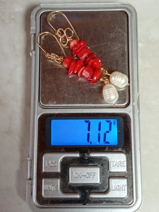 Pendientes Coral y Perlas Estilo Antigua Roma