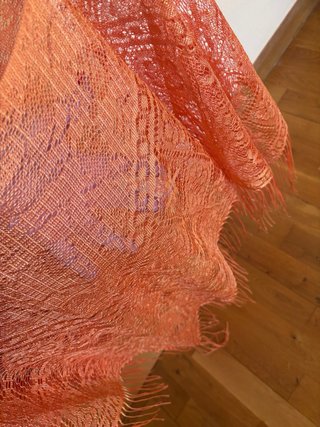 Poncho Verano Encaje Naranja