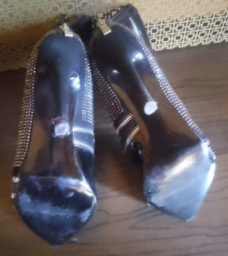 Stivaletti donna neri con borchie tacco 11 cm