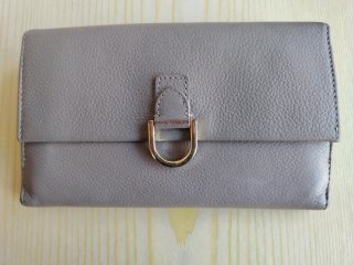 Cartera piel gris mujer