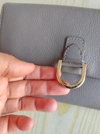 Cartera piel gris mujer