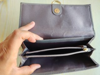 Cartera piel gris mujer