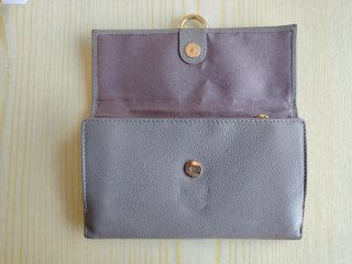 Cartera piel gris mujer