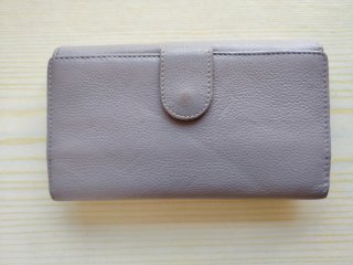 Cartera piel gris mujer
