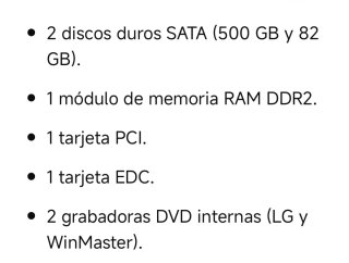 Componentes PC: HDD, RAM, Tarjeta, DVD