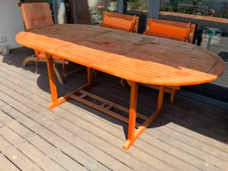 Conjunto Mesa y 6 Sillas Madera Exterior