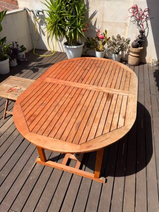 Conjunto Mesa y 6 Sillas Madera Exterior