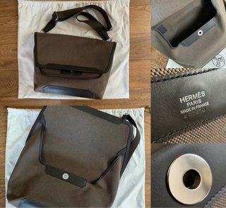 Bolso Mensajero Hermès Vintage - Lona y Cuero