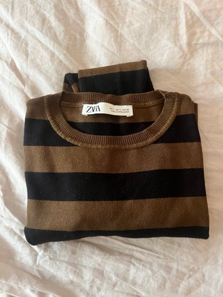Top Zara rayas marrones y negras Talla S
