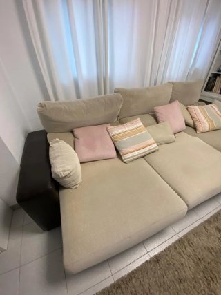 Sofá modular 290x90x80 cm beige y marrón