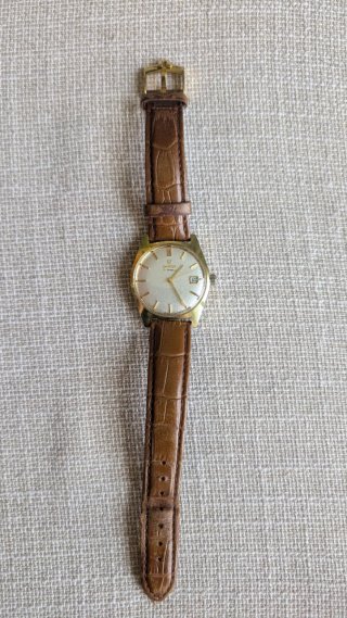 Omega Reloj Vintage Dorado Correa Marrón
