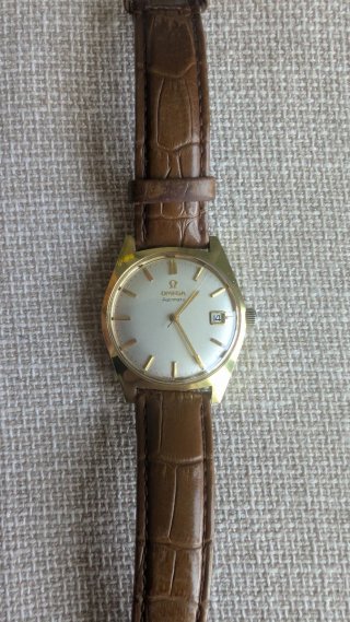 Omega Reloj Vintage Dorado Correa Marrón