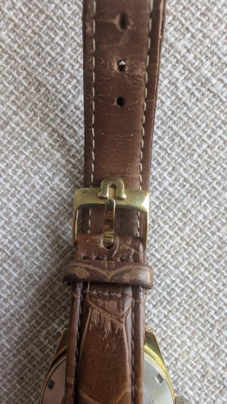 Omega Reloj Vintage Dorado Correa Marrón