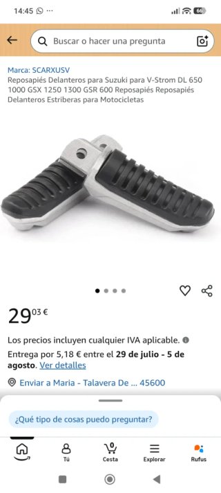 Reposapiés moto con kit de montaje