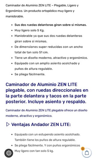 Andador Aluminio ZEN LITE Plegable