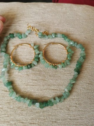 Conjunto Aventurina: Collar y Pendientes