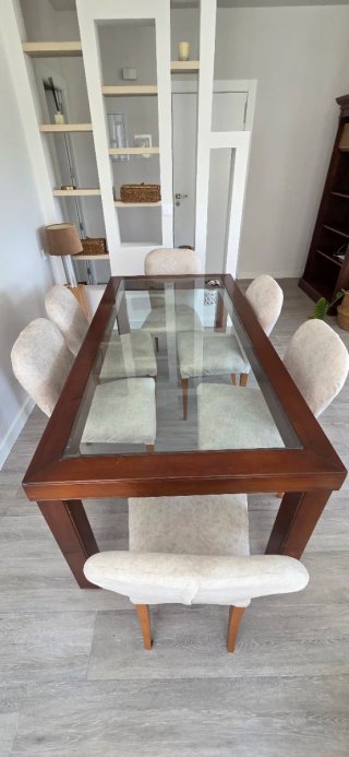 Mesa Comedor 180x90 + 6 Sillas + 2 Sillones