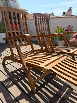 Pareja Tumbonas Madera Plegables