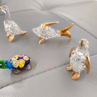 Lotto di 4 piccoli animaletti in vetro di Murano