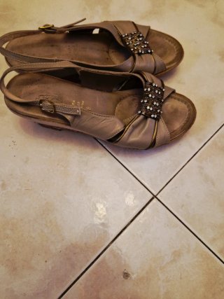 Sandali eleganti beige/oro donna Tg 39