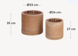 Set Karlina de 2 macetas con plato de terracota Ø 33 cm / Ø 24 cm