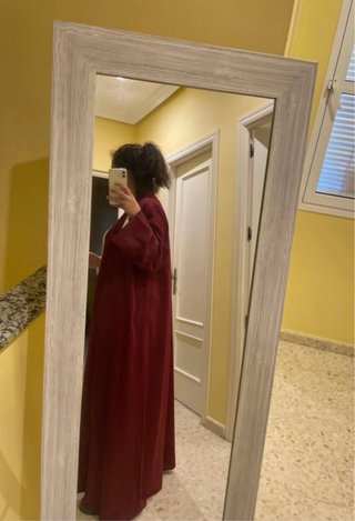 Kimono largo burdeos seda unitalla Medina