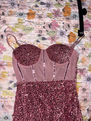 Vestido de fiesta lentejuelas rosa