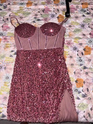 Vestido de fiesta lentejuelas rosa
