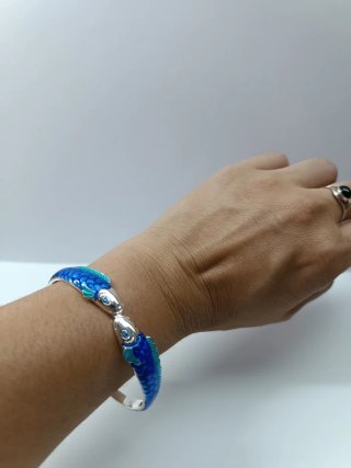 Pulsera Plata Diseño Peces Enfrentados