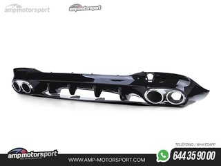 DIFUSOR TRASERO NEGRO BRILLO CON COLAS REDONDAS CROMADAS PARA MERCEDES CLA C118