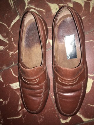 Zapatos de piel mocasín marrón 44
