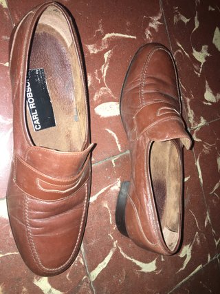 Zapatos de piel mocasín marrón 44