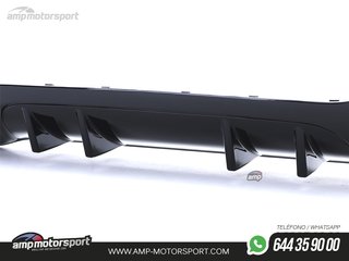DIFUSOR TRASERO NEGRO BRILLO CON COLAS SIMPLES NEGRAS PARA MERCEDES CLASE A V177