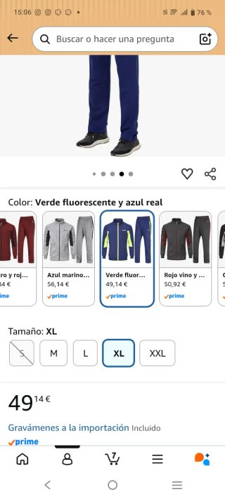 Chándal deportivo hombre azul y verde