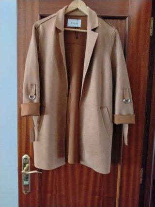 Chaqueta larga beige/marrón