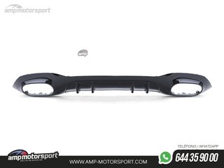DIFUSOR TRASERO NEGRO BRILLO CON COLAS SIMPLES CROMADAS PARA MERCEDES CLASE A W177