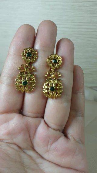 Pendientes Vintage Chapado Oro y Esmeralda