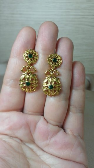 Pendientes Vintage Chapado Oro y Esmeralda