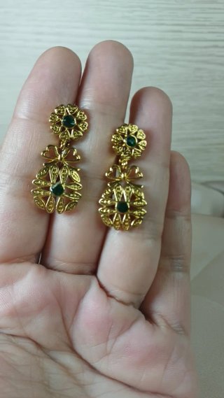 Pendientes Vintage Chapado Oro y Esmeralda