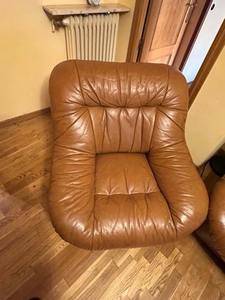 Conjunto Sofás Marrones Piel