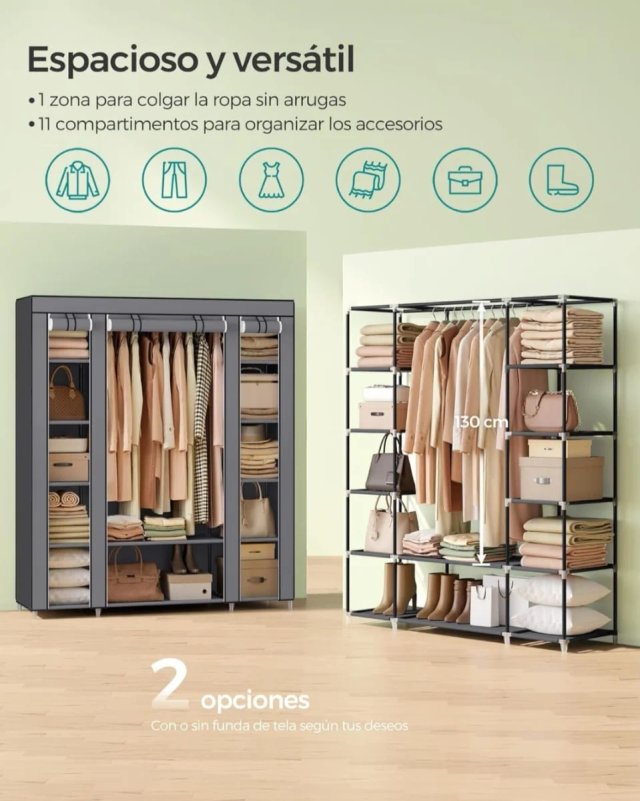 Armario SONGMICS Tela con Barra y Estantes