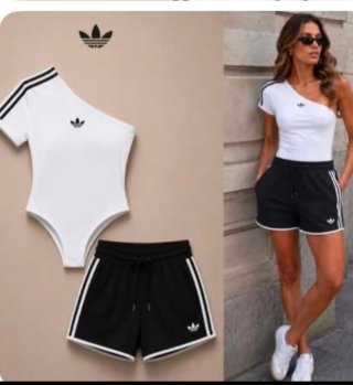 Conjunto Adidas Mujer Blanco y Negro