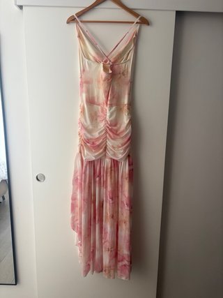 Vestido largo floral rosa y blanco