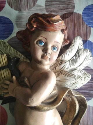 Figura ángel con lira para colgar