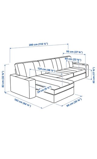 Divano Ikea KIVIK 3 posti con chaiselongue